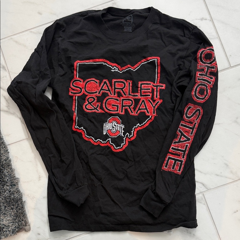 Pro Edge Black Long Sleeve Ohio State Tee